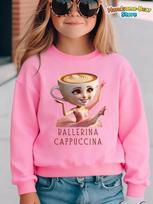 Italian Brainrot Cute Meme Sweatshirt for Girls Clothes Ballerina Cappuccino Print Hoodies Tops Autumn Kawaii Outfits Streetwear 120 brown