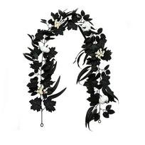 Artificial Halloween Garland with Black Maple Leaves and Pumpkins - Dark Faux Fall Decoration for Fireplace Mantel,  Stairs,  Door Wrapping One Size black