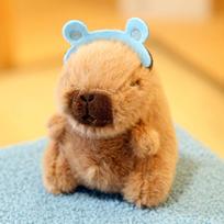 Kapibara plush toy afternoon tea capybara doll pendant pink keychain doll gift girl doll About 12cm/0.05kg white