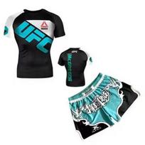 Mens Compression MMA Boxing Training Set Short Sleeve Rash Guard Shorts Combat Sports Fitness XXXL