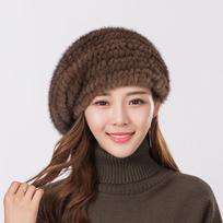 Beret Women's Cute Hat New Versatile Autumn Winter Fashion Trendy Hat Mink Fur beige