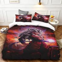 3pcs Duvet Cover Dragon Ball Goku Cartoon Bedding Set Quilt Cover for Bedroom Home Decor Queen King Size 135x200cm black