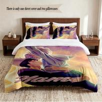 Rumi & Jinu Personalized Custom Name 3‑Piece Bedding Set Soft Duvet Cover Set For Bedroom Home Decor 135cmx200cm