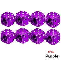 Aluminum Dice Tire Valve Caps Dustproof Car Truck Motocycle Bike Dice Wheel Stem Tyre Tire Wheel Stem Air Valve Dust Cap Cover Stem Caps1 8Pcs purple