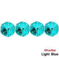 Aluminum Dice Tire Valve Caps Dustproof Car Truck Motocycle Bike Dice Wheel Stem Tyre Tire Wheel Stem Air Valve Dust Cap Cover Stem Caps1 4Pcs light blue blue