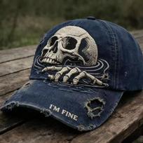 Karštai parduodamas plautas senovinis retro asmenybės POD hip-hop kaukolės serijos D skaitmeninės spaudos beisbolo kepurė adjustable gray