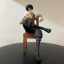 19cm Attack on Titan Levi Ackerman Sitting Posture PVC Action Figrue Anime Figure Model Toys Collection Doll Gifts black