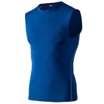 Vyriški bėgimo sportiniai marškinėliai be rankovių Krepšinio suspaudimo treniruočių liemenė Fitness Tank Base Layer Top Singlet Active Wear Greitai džiūstantys XL mėlyna