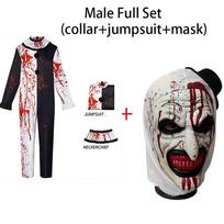 Vyriški Helovino kostiumai Art The Clown Cosplay kostiumas Filmas Terrifierr 2 Kruvinas kombinezonas Vyriškas kombinezonas Siaubo apranga XXXL black