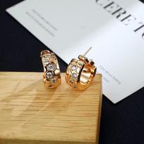 Luxury Gold-Plated Zircon Honeycomb Ear Cuffs: Unique Design Circle Earrings 18K Gold rožinio aukso spalvos