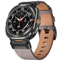 Odinė apyrankė Samsung Galaxy Watch Ultra 2025 2024 žirgo odos dirželis SAMSUNG GALAXY ULTRA 47MM laikrodžiui Galaxy Ultra 47mm pilka spalva