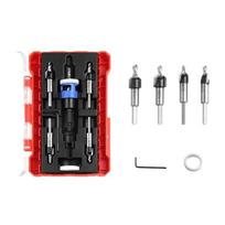 Countersunk Drill Bit Set Step Drill Bits Set Including Depth Stop For Accurate Drilling In Wood And Metal mėlyna