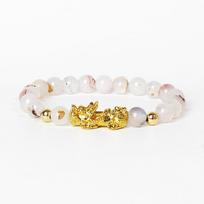 Fengshui Pixiu Bracelets Men Pi Yao Dragon Charm Bracelets For Women Opal Natural Stone Bangles Brave Health Luck Wealth Jewelry 17cm-6.7inch black