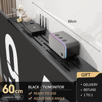 Foldable Computer Monitor Rack TV Set-Top Box Holder Shelf Monitor Screen Bracket Router Remote Stand Storage TV Top Rack Shelf gray