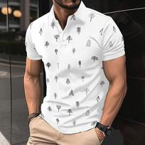 Tropical Essential! Short-Sleeve Polo with Palm Tree Print, Casual & Stylish XXXL brown