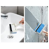 Magic Window Glass Cleaning Brush Double-Sided Sponge Wiper Scraper Bathroom Wall Shower Squeegee Mirror Scrubber Tools A gray