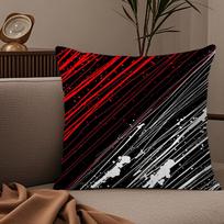 Modernus Raudonos Juodos Spalvos Pagalvės Užvalkalas Šilkinis Elegantiškas Komfortas Sofai-Lova Nematomas Užtrauktukas 30cmx30cm(12x12Inch)