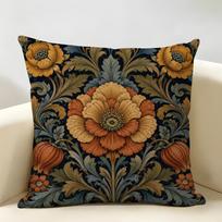 William Morris stiliaus vintažinis gėlių pagalvės užvalkalas Patvarus hipoalerginis ekologiškos lino pagalvės užvalkalas Skalbiamas draugiškas odai 45cmx45cm(18x18Inch) black