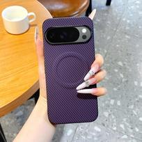 For Google Pixel 11 Pro XL 11 10 9 Pro XL Case Ultra-Thin Carbon Fiber Pattern Magnetic Wireless Charging Shockproof Back Cover Google Pixel 11 Pro XL violetinė