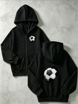 Light Gray Zip Hoodie Chest Small Breakthrough Soccer Print Back Large Cracked Football Graphic Sport Casual Jacket 130 black