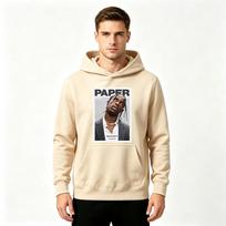 Men Pullover Hoodie Travis Scott Paper Magazine Cover Print Casual Long Sleeve Sweatshirt L smėlis