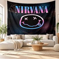 Nirvana Wall Tapestry, Soft Fabric Wall Hanging, Decorative Backdrop For Bedroom Home Wall Art 130cmx150cm