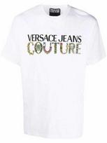 VERSACE JEANS COUTURE MARGUČIŲ SPAUSDINIMO MARŠKINĖLIAI-BALTI. Unisex marškinėliai XXL gray
