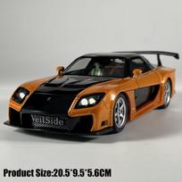 JDM 1:24 Mazda RX7 RX-7 FD3S VeilSide Fortune Fast & Furious: Tokyo Drift Alloy Metal Diecast Model Car Home Decoration Desktop oranžinė