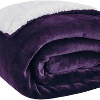Dvipusė šerpos vilnos antklodė Stora šilta flanelės pliušinė užklotas Atvirkščiai naudojamas minkštas sofos lovos uždangalas Oro kondicionavimo antklodė warm blanket(0.7x1m) tamsiai violetine spalva