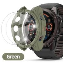 2-IN-1 Stiklas+Dėklas Garmin Fenix 8 51/47/43mm AMOLED Saulės Ekrano Apsauga Grūdintas Stiklas+Apsauginis Buferis Apsauginis Dangtelis Priedai Fenix 8 51mm SOLAR
