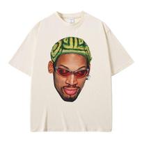 Kirminas Dennis Rodman Galvos Grafinis Marškinėlis Vyriškas Vintažinis Didelio Dydžio Krepšinio Berniukų Marškinėlis Vyriškas Hip Hop Mada Gatvės Marškinėliai XL white