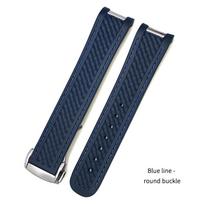 Naujas lenktas minkštas laikrodžio dirželis Omega Aqua Terra 150 18mm 19mm 20mm Juodas Žalias Geltonas Spalvotas Guminis Silikoninis Laikrodžio Dirželis 18mm&Golden buckle blue