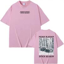 Noah Kahan Marškinėliai Stick Season Mėlynos eglės Marškinėliai Medvilniniai Marškinėliai Vasaros Mada Patogūs Drabužiai XS rožinė
