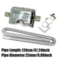120cm Car Air Diesel Parking Heater Exhaust Pipe Tube Hose 24mm Air Filter Muffler Silencer With Clip For Webasto Eberspacher Normal gray