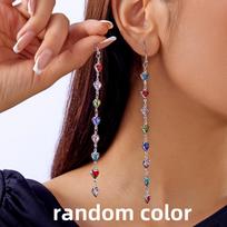 2026 Fashion Crystal Water Drop Tassel Earrings for Women Temperament Colorful Long Earrings Bridal Wedding Party Jewelry Gifts black
