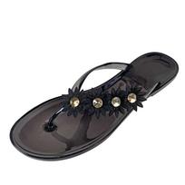 Casual Sandals Transparent Herringbone Beach Ladies Cool Slippers Pinch Jelly Shoes Flats 42 juoda