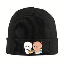New pc Cute Bubu And Dudu Go To Grocery Together Bonnet Hats Knit Hat Unisex Unisex Retro Thermal Beanie Hats Autumn Kpop Gra black