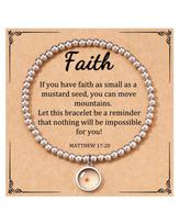 18K Gold Plated Move Mountains-Mustard Seed Bracelet Stainless Steel Christian Easter Christmas Birthday Gifts for Women Her beige