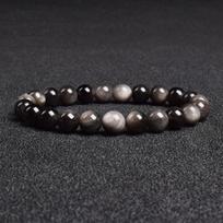 Natūralus baltas mėnulio akmens apyrankė Tikri mėnulio akmens karoliukai Elastingos apyrankės moterims, vyrams Premium dovana 8 mm brangakmenių papuošalai 8mm beads&19cm-7.5inch black