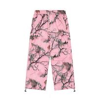 Dopamine American retro branch graffiti casual pants men and women spring and autumn loose camouflage printed straight overalls 3XL rožinė