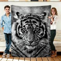 Tigers Animals Throw Blanket for Sofa Bed, Safari Wildlife Soft Flannel Blanket 150cm*180cm gray