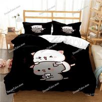 Bubu Dudu Cartoon Bear Panda Duvet Cover Kawaii Bedding Set Soft 100% Polyester 3D Digital Printed Duvet Cover and Pillowcase EU Single 135*200cm/53x79in 3pcs white