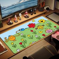 Mr. Men and Little Miss Print  Cushion Non-slip Laptop Tablet Big Mousepad XXL Mat Mini PC Playmat With Lock edge 30cmx60cm(11.8x23.6inch) white