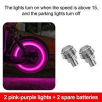 2/4Pcs Car Motorcycle Bicycle Tire Valve Caps Light LED Neon Flash Lamp Waterproof Tyre Universal Wheel Lights Car Accessories Stem Caps1 2pcs Pink Purple black
