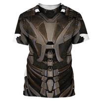 Men's Oversized T-shirt, 3d Armor Shirt, Oversized Round Neck Short Sleeves, Metallic Style Printing, Trendy, Fashionable, Casua XL gray