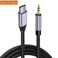 AUX garso kabelis Type-C USB C į 3,5 mm lizdą AUX laidas automobilio garsiakalbiui, ausinių adapteris Samsung, Xiaomi, Huawei Type-C keitiklis 0.5m juoda