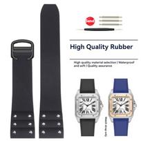 Aukštos kokybės guminė laikrodžio apyrankė Cartier Santos dirželiui Santos 100 serijos Juoda Mėlyna Vandeniui atspari apyrankė Sulankstomas sagties dirželis 21mm 21mm-width gray