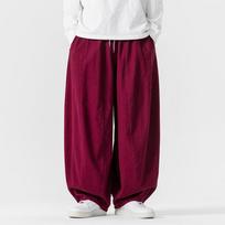 Men Korean Wide Leg Pants 2026 Men Black Loose Casual Trousers Men Soild Color Chinese Style Streetwear Joggers Cargo Pants 5XL vyno raudonos spalvos