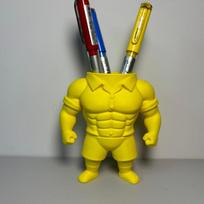 3D Printed Muscular Hunk Pen Holder - Creative, Funny Desktop Accent Ornament yellow