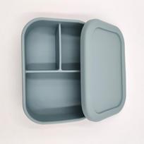 Food Grade Silicone Bento Lunch Box High-Capacity Three Grid Divide  BPA Free Food Storage Box With Lid >501ml gray